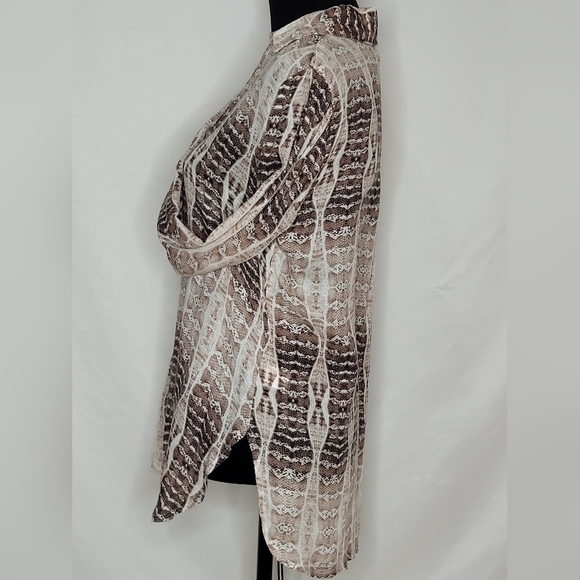 Haute Hippie Tribe Harper Snake Print Semi-Sheer Long Sleeve Blouse - Size S - Picture 8 of 14